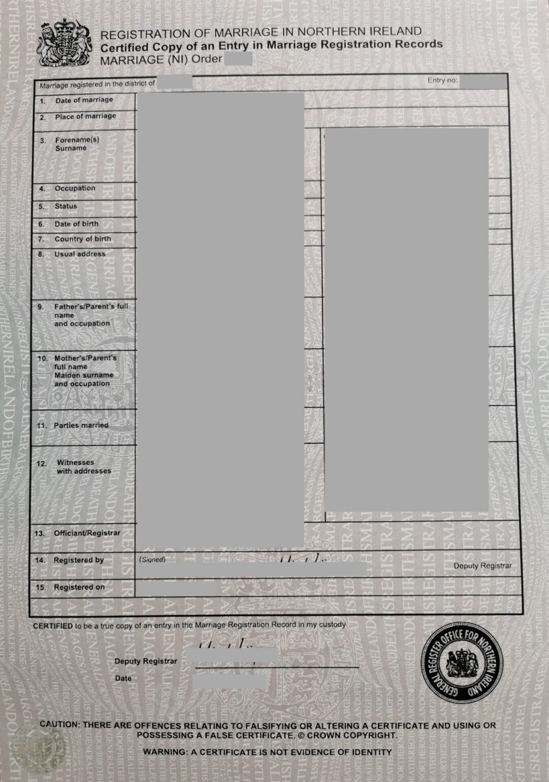 Certified Translation of UK Marriage Certificate from English to ...